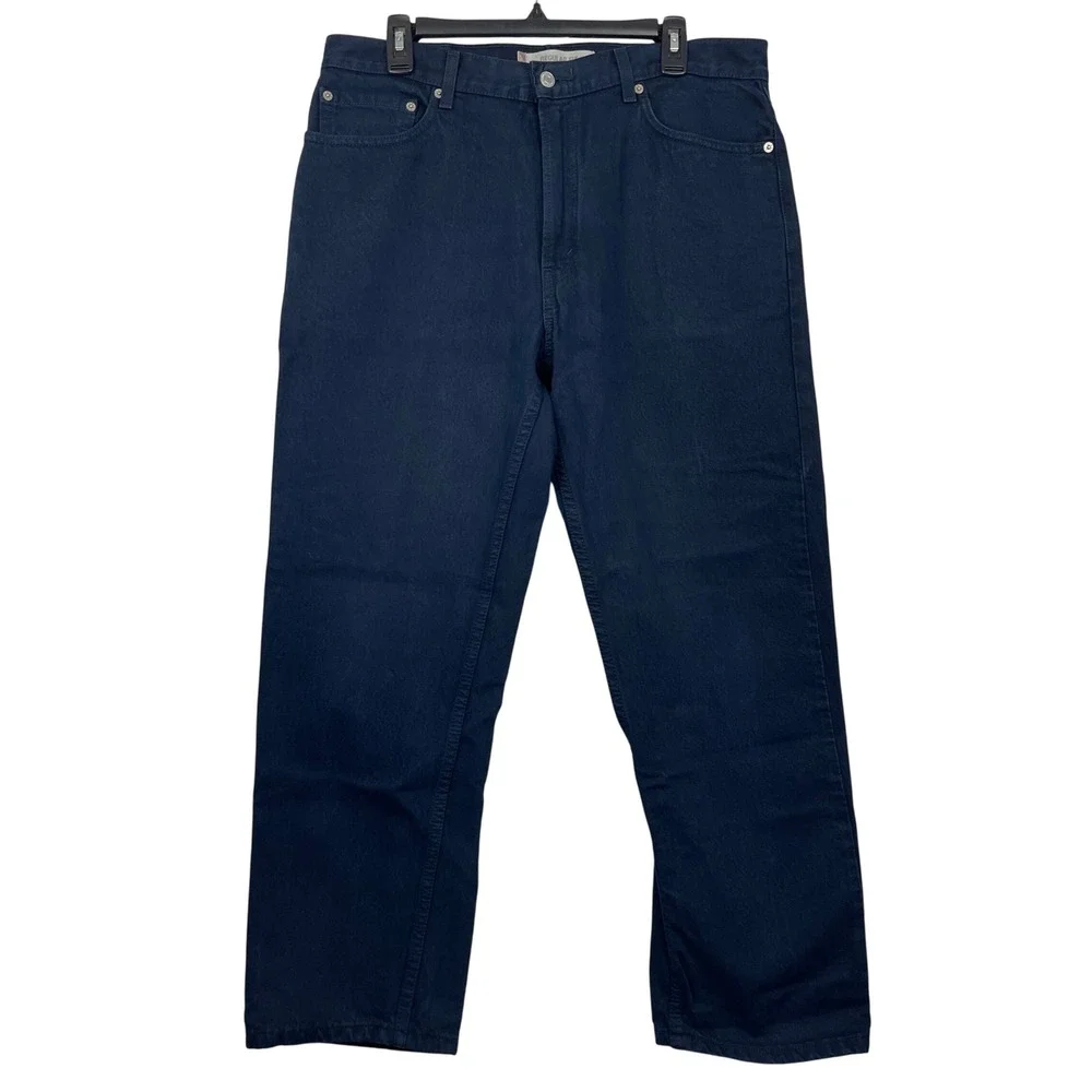 VTG Y2K Levi's 505 Regular Fit‎ 36x30 100% Cotton Dark Wash Denim Blue Jeans Zip